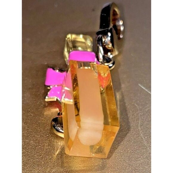 Juicy Couture 2013 Gold Viva La Fleur Pink Bow Fragrance Charm authentic RARE - Picture 10 of 11